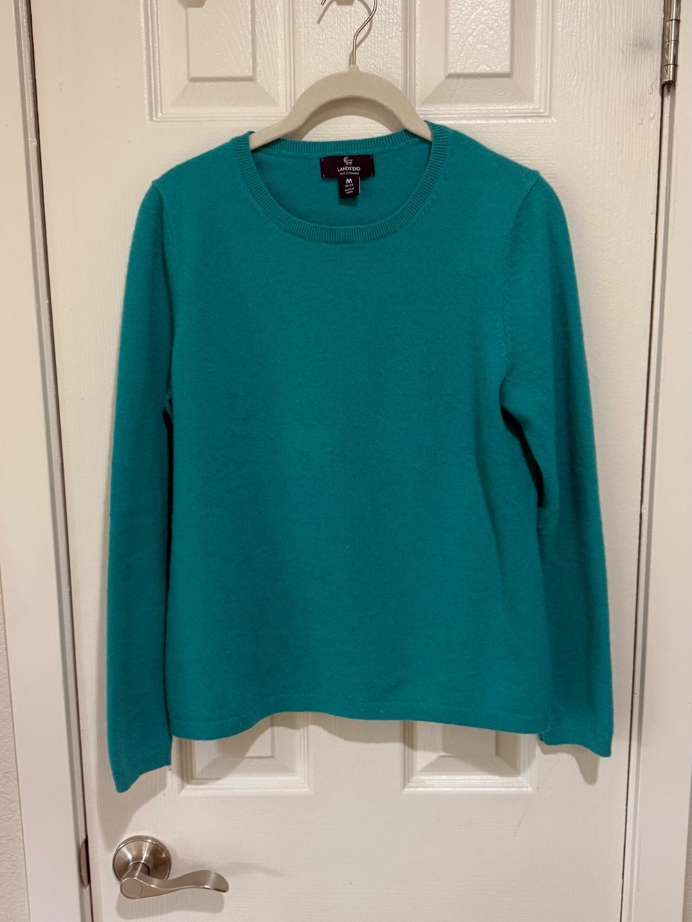 Lands' End Women's Teal Crewneck 100% Cashmere Swearer